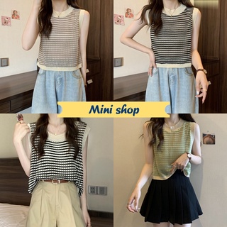 Mini shop🌸พร้อมส่ง🌸(6248) เสื้อกล้ามไหมพรม สไตล์เกาหลีมินิมอลน่ารักมาก