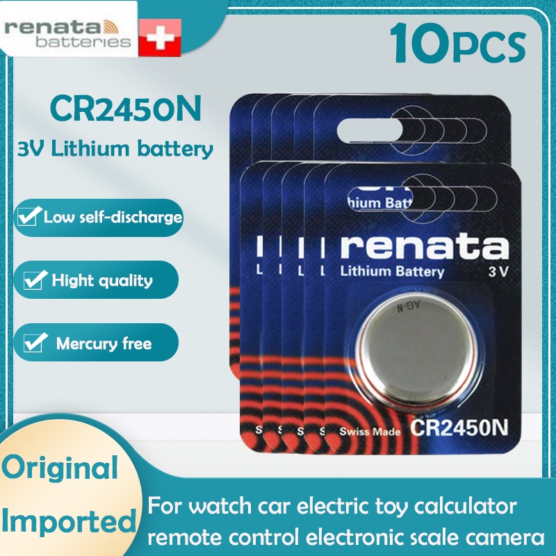 10PCS New Original RENATA CR 2450 CR2450N DL2450 BR2450 LM2450 3V Lithium Battery For Watch Toy Remo