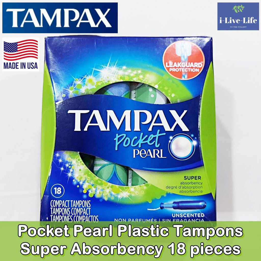 ผ้าอนามัยแบบสอด 18 ชิ้น Pocket Pearl Plastic Tampons Super 18 pieces