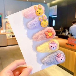 🌸กิ๊บติดผมตุ๊กตาขนนิ่ม🌸 กิฟติดผมเด็ก สไตล์เจ้าหญิงน่ารัก🌼 แบบเซต5ชิ้น กิ๊บติดผมเด็ก