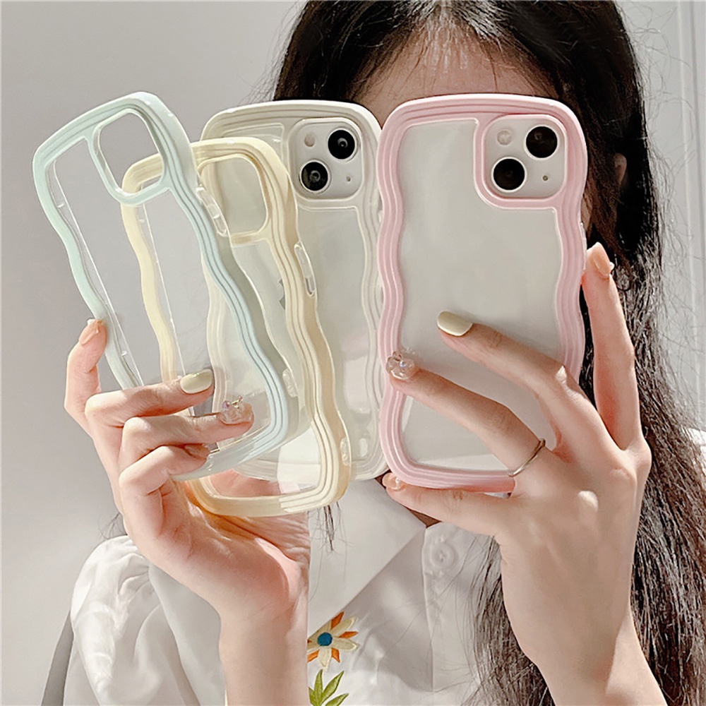 TPU คลื่นเคสโทรศัพท์ For iPhone 11 12 13 14 Pro Max 8 7 Plus XR X XS Max 7plus 8plus SE 2022 ใสเคสมือถือ