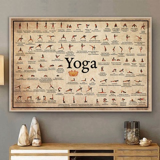 โปสเตอร์ผ้าใบ พิมพ์ลาย Ashtanga สําหรับตกแต่งบ้าน ห้องนั่งเล่น เล่นโยคะ เข้ายิม