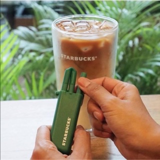 Starbucks Straw หลอดซิลิโคนพับเก็บได้ พร้อมเคส⁣