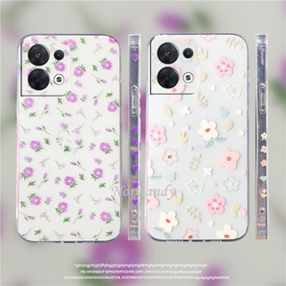 เคส Handphone Case OPPO Reno8 Z 8Pro Reno 8 8Z 7 7Z 7Pro 6Z 6 Z Pro 5G 4G Girl Style Fashion Romantic Flowers Silicagel TPU Softcase Ultra Thin Transparent Casing Shockproof Back Cover เคสโทรศัพท์