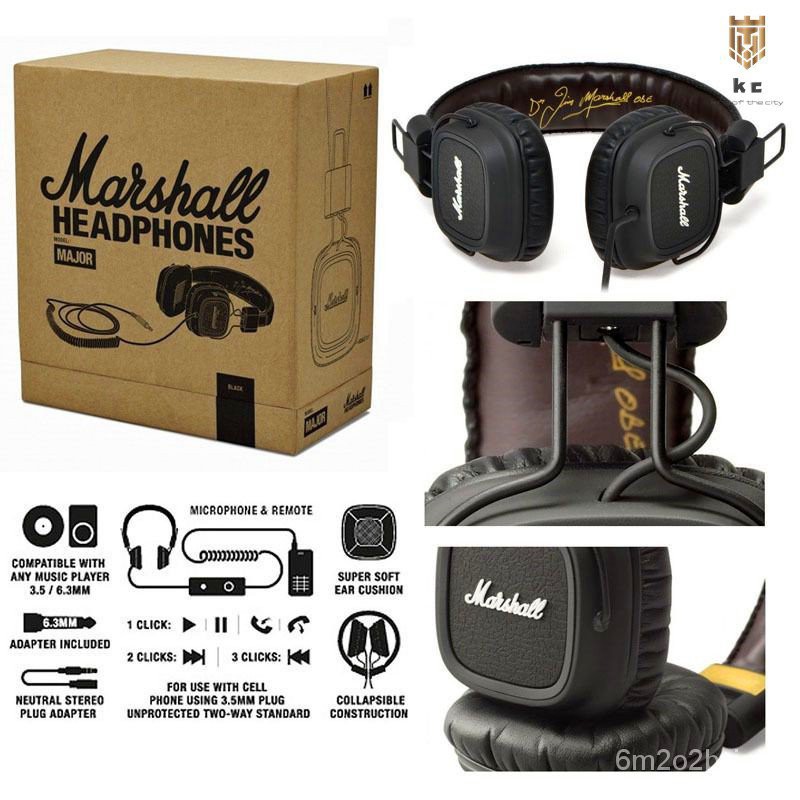 Marshall Headphone Model Major Leather Noise Cancelling Stereo DJ HiFi