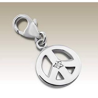 Peace Charm ชาร์มเงินแท้แบบตะขอเกี่ยว สัญลักษณ์สันติภาพ สำหรับ สร้อยข้อมือแบบโซ่ เครื่องประดับ DIY  11438