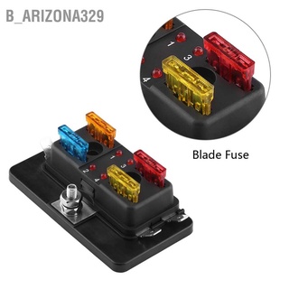 B_Arizona329 กล่องฟิวส์วงจร 4 ทาง พร้อมไฟเตือน Led สําหรับรถยนต์ รถตู้ เรือ