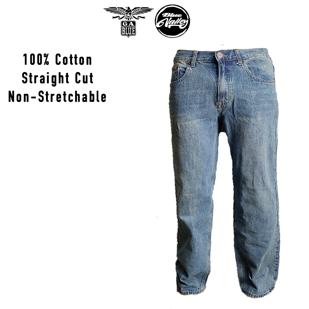 (Clearance) GA Blue Mens Straight Cut Jeans Normal Rise 100% Cotton 99111916