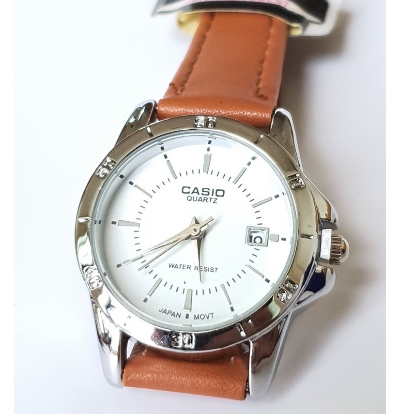 casio💖นาฬิกาผู้หญิง สายหนัง กันน้ำ วันที่ นาฬิกาข้อมือหญิง นาฬิกาcasioหญิง คาสิโอ้ผู้หญิง สีน้ำตาล แสดงวันที่ RC617/1