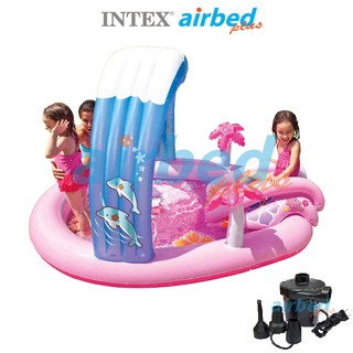 Intex สระน้ำสไลเดอร์ เฮลโล คิตตี้ 2.11x1.63x1.21 ม. รุ่น 57137 + ที่สูบลมไฟฟ้า