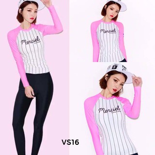 VS16 ชุดว่ายน้ำแขนยาวขายาวผู้หญิง มี 2 ชิ้น ไซร์ M-3XL กัน UV 50%