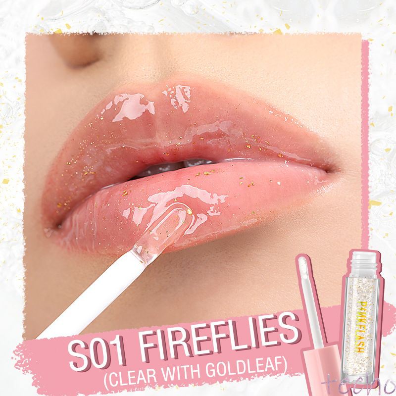 PINKFLASH OhMyGloss ลิปเบสกลอสและแวววาวไม่แต่งหน้าทาลิปกันน้ำและโปร่งแสง techo