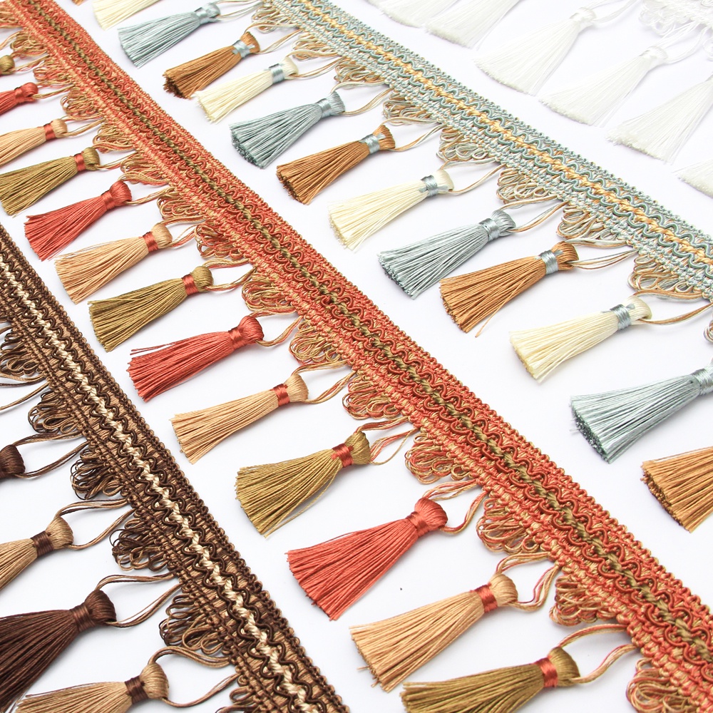 BEL AVENIR พู่ Fringe Trim 1 เมตร x 3.5 นิ้วหรูหราถักมือพู่ Fringing Trimmings