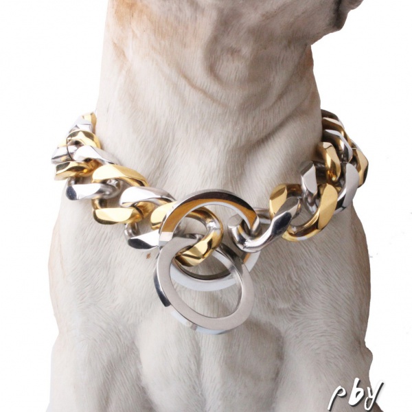 thumbnail image 2 of 10.5/12mm Curb Link Silver Tone 316L Stainless Steel Pet Dog Chain Collar Heavy 2 of 12