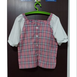 เสื้อลายสก็อต สีชมพู