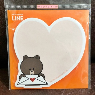 LINE FRIENDS Sticky Memo from Japan กระดาษโน้ตมีกาวลายหมี Brown หัวใจ ขนาด 9 x 8 ซม. มี 20 แผ่น