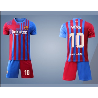 เสื้อบาร์เซโลน่า 202122 บาร์เซโลน่า เจ้าบ้าน เบอร์ 10 เมสซี่ ชุดฟุตบอลเด็กผู้ใหญ่ ชุดสูทแขนสั้น การปรับแต่ง