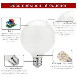 Got Liang Edison หลอด LED E27 5W A60 ST64 G80 G95 G125 หลอดไฟแก้วมิลค์กี้ 110V 220V หลอดไฟลูกโลก เย็น / วอร์มไวท์ โคมไฟ LED