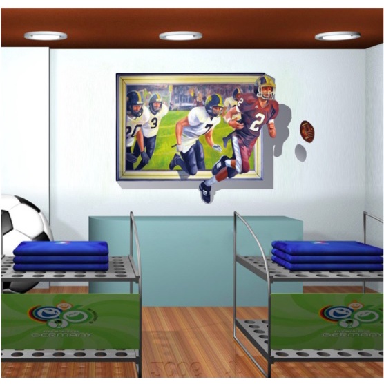 SALE! Transparent Wall Sticker สติ๊กเกอร์ติดผนัง 3D นักรักบี้ (กว้าง110cm.xสูง75cm)