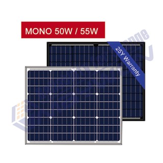 แผงโซล่าเซฃล์ เกรด A โมโน 50 Watt Authorized Solar Module 36 cells Mono-crystalline 50 Watt 2 แผง