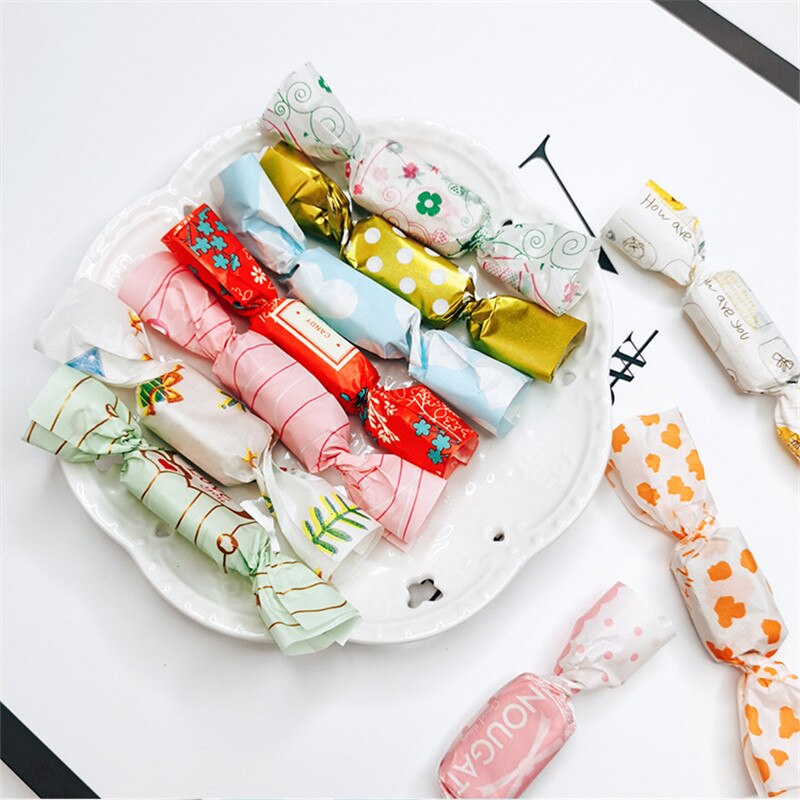 100 ชิ้น/ล็อต DIY Handmade สไตล์ใหม่ Xmas Party Nougat Candy บรรจุภัณฑ์น้ํามันกระดาษนม Candy Taffy W