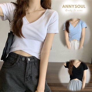 เสื้อครอปแต้งคล้ายผ้าทับกัน เสื้อผ้าแฟชั่นฤดูร้อนสำหรับผู้หญิง เสื้อยืดผู้หญิงราคาถูกสุดๆสินค้ามีพร้อมส่ง