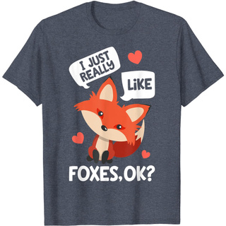 เสื้อยืด พิมพ์ลายสุนัขจิ้งจอกตลก I Just Really Like Foxes OK สีแดง เหมาะกับของขวัญคนรักสัตว์