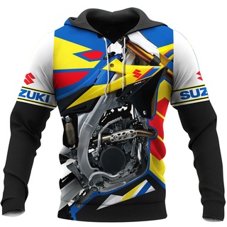 เสื้อกันหนาวลําลอง พิมพ์ลายมอเตอร์ Suzuki RM-Z 250 3D แฟชั่นสําหรับผู้ชาย และผู้หญิง