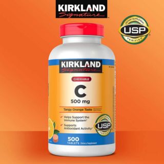 Kirkland Vitamin C 500mg chewable เม็ดเคี้ยวรสส้ม ขวดใหญ่ 500 เม็ด