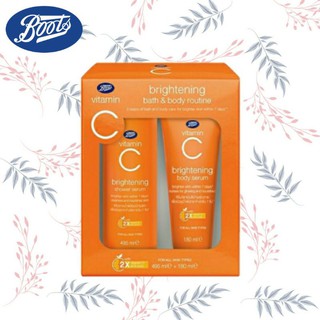 Set 2ชิ้น โลชั่น+ครีมอาบน้ำ วิตามินซี Boots Vitamin C Bath and Body Routine 495มล+180มล