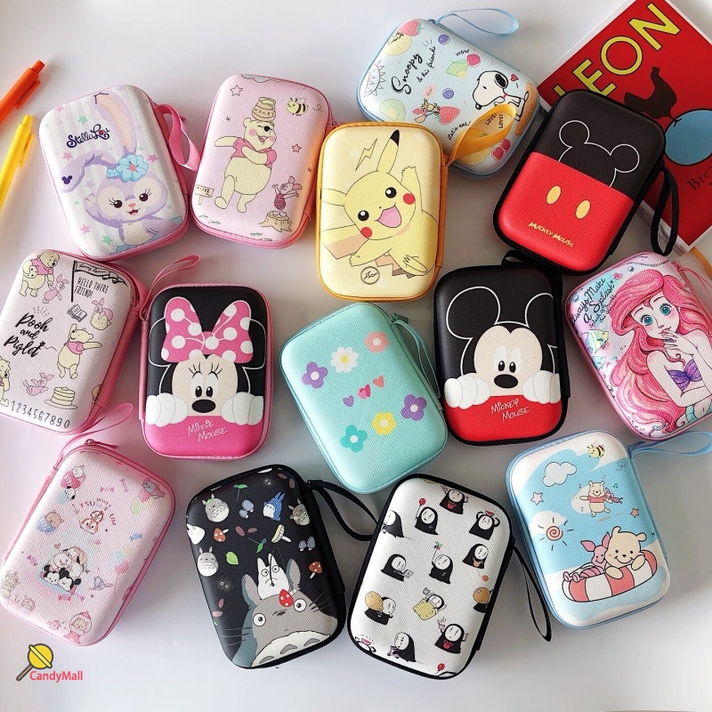 กล่องเก็บสายเคเบิล / พาวเวอร์แบงค์ / กระเป๋าหูฟัง กระเป๋าเคส ลายการ์ตูนมิกกี้ – โปรปัง