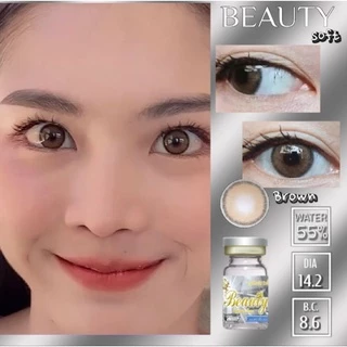 Beautylens บิวตี้คอนแทคเลนส์ รุ่นบิวตี้ซอฟ สีน้ำตาล Beauty soft Brown ค่าอมน้ำ55%