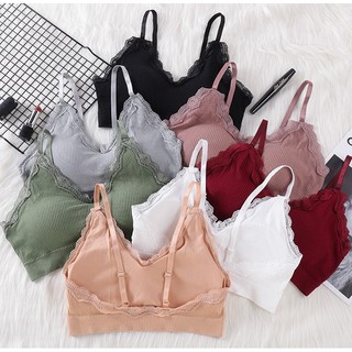 B-20195 [24SHOP] Crop bra สายเดี่ยวสายปรับได้  ชุดชั้นใน บราไร้โครง