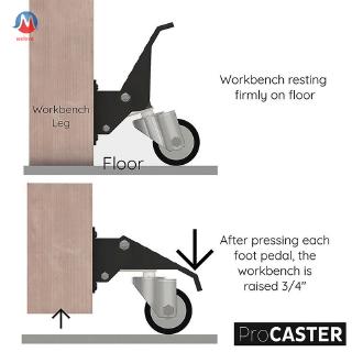 Worktable Robust Caster Swivel Stepdown Steering Wheel Stable Durable for Heavy Duty Use