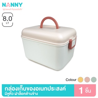 Nanny กล่องเก็บของเอนกประสงค์ มีหูหิ้ว ฝาล๊อคด้านข้าง ขนาดเล็ก (คละสี)