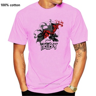 [COD]เสื้อยืดแขนสั้น ผ้าฝ้าย พิมพ์ลายการ์ตูน Hellboy สีดํา และกรมท่า สําหรับผู้ชาย ไซซ์ S - 5Xl