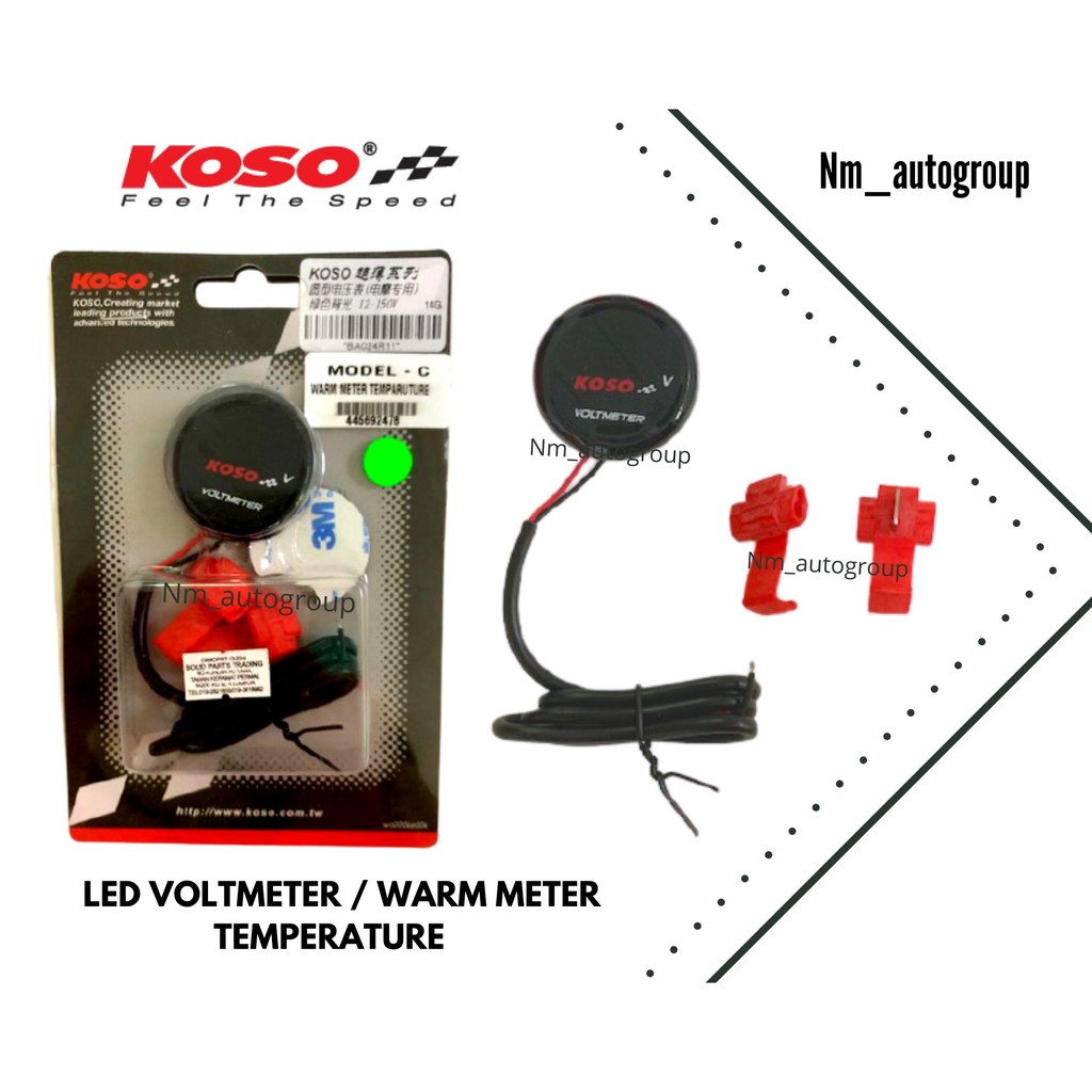 KOSO LED Voltmeter / Warm Meter Temperature - Round