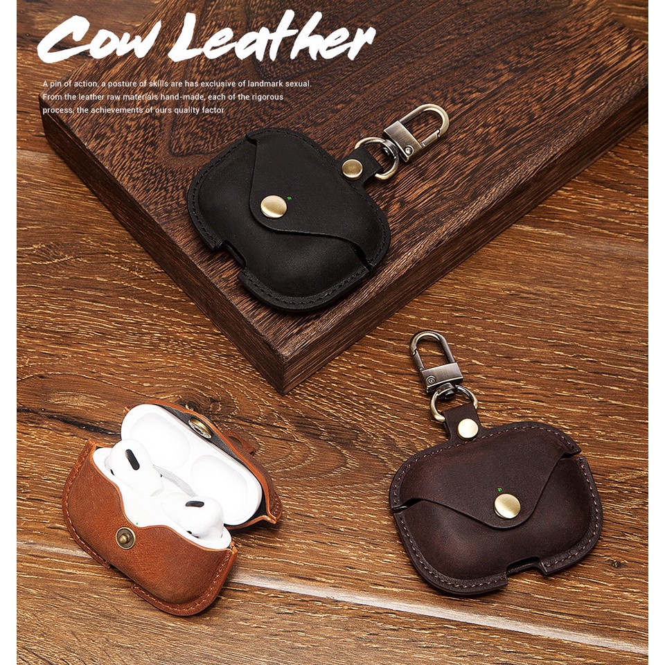 เคสหูฟังบลูทูธไร้สาย หนังวัว สไตล์เรโทร สําหรับ AirPods Pro Apple Air Pods DG1014 ราคา ถูกที่สุด ดีลบีเคเค แกลเลอรีภาพที่ 7