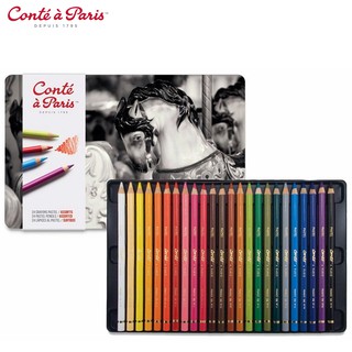 Conte A Paris(คอนเต้ อะ ปารีส) ชุดดินสอสีพลาสเทล 24 สี ในกล่องโลหะ 500016