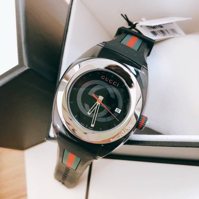 💦New GUCCI Unisex Two Tone Rubber Strap Watch⌚️