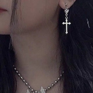 Fashion Sweet Tide INS Net Red Retro Cross Love Earrings Dark Girl Soil Cool Dance Earrings Earrings Trendy