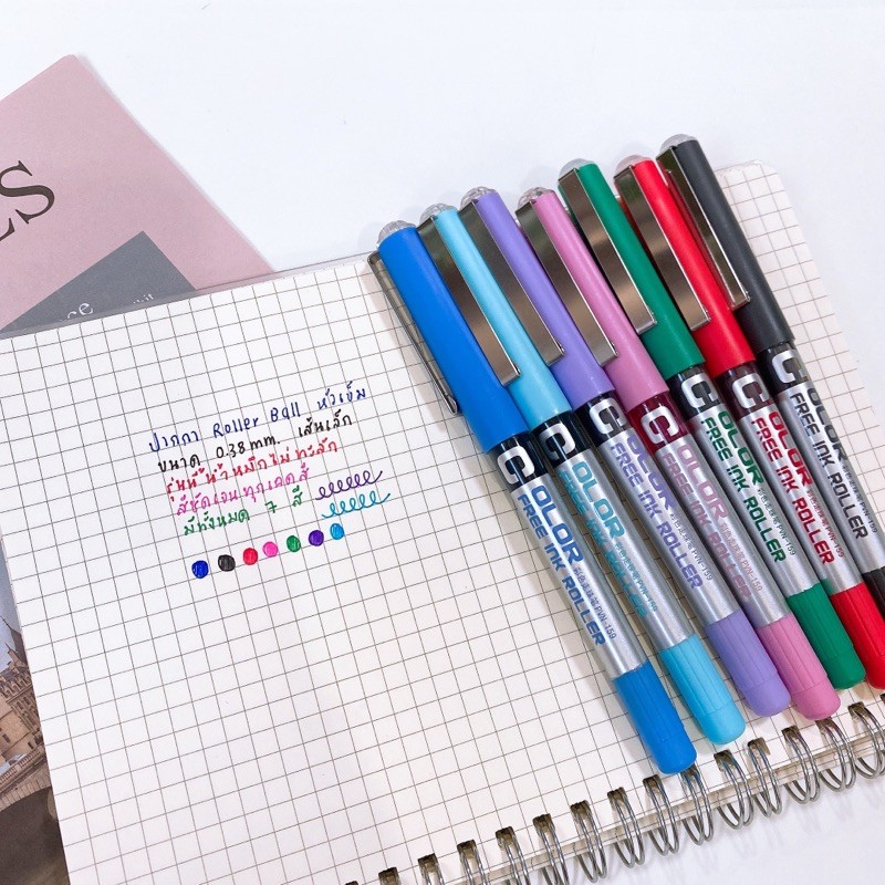 ปากกา rollerball 0.38มม. หัวเข็ม หลายสี