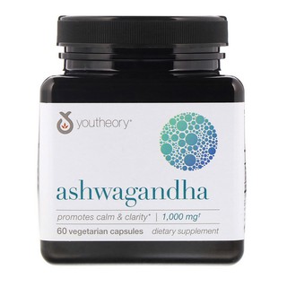 (ล็อตใหม่พร้อมส่ง) Youtheory, Ashwagandha, 1,000 mg, 60 แคปซูล