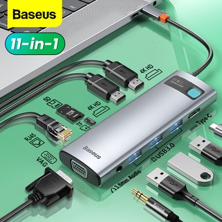 Baseus ฮับ USB Type C เป็น HDMI RJ45 SD PD 100W Type-C USB 3.0 สําหรับ MacBook Pro