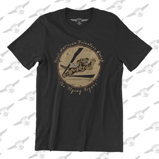 เสื้อยืดโอเวอร์ไซส์เสื้อยืด พิมพ์ลายโลโก้ Flying Tigers Squadron Ww2 สไตล์วินเทจS-5XL