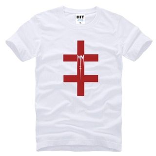 เสื้อยืดแขนสั้นลําลอง พิมพ์ลาย Marilyn Manson Double Cross แฟชั่นสําหรับผู้ชาย