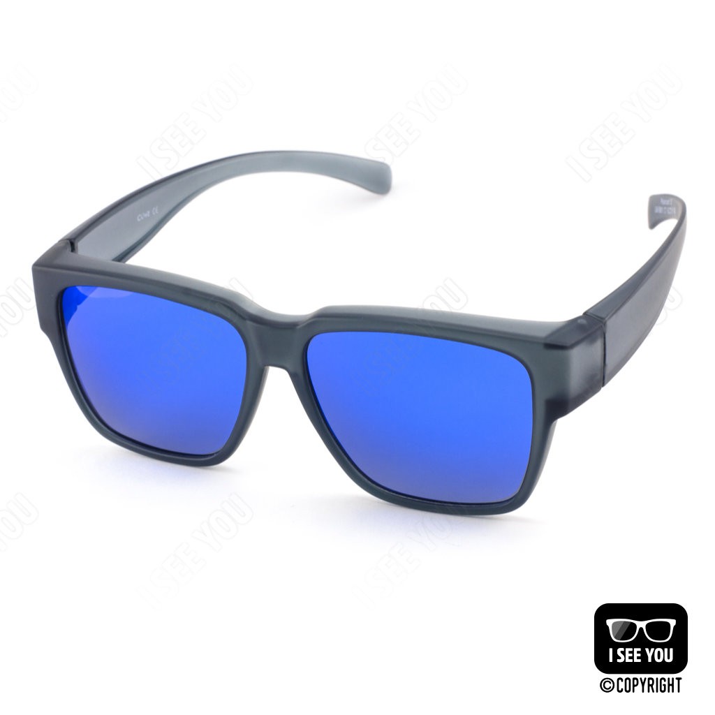 แว่นครอบกันแดดเลนส์โพลาไรซ์ CU2 Fit Over Polarized 5801 (สีเทา เลนส์ปรอทน้ำเงิน) สามารถสวมทับแว่นสายตาได้