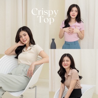 Onceandtwice | CRISPY TOP🍪 เสื้อคอปก แขนสั้น ลายผ้าน่ารักมาก มี 3 สี