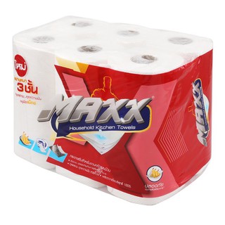 ✨ขายดี✨ แม็กซ์ กระดาษซับสำหรับงานครัวแบบม้วน แพ็ค 6 ม้วน MAXX Household Kitchen Towel 6 rolls