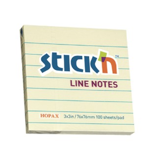 กระดาษโน้ตมีเส้น 3x3นิ้ว สีเหลือง สติก เอ็น 21054 Yellow note paper with 3x3 inch lines, Sticky Notes 21054